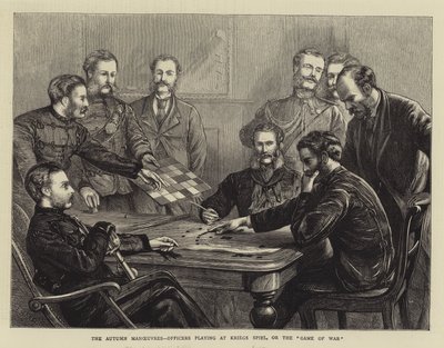 The Autumn Manoeuvres, Officers Playing at Kriegs Spiel, or the Game of War by Joseph Nash